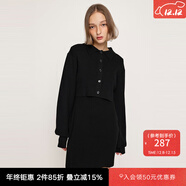 moussy&sly新品簡(jiǎn)約歐美風(fēng)兩件套短款針織連衣裙030HSM73-0210 黑色020 M 00002/M