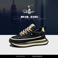 薩拉維夫（SLLAVIF）品牌男士休閑鞋秋冬款新加絨保暖運動(dòng)休閑百搭時(shí)尚男鞋 黑米[單鞋款] 38 按板鞋碼數拍