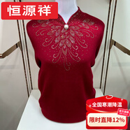 恒源祥馬年本命年媽媽裝加絨加厚羊毛衫旗袍領(lǐng)洋氣毛衣中老年女裝繡花針 高檔品牌211棗紅 2XL 建議120-135斤