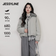 Jessy line灰色洋氣毛領(lǐng)羽絨服女 淺灰 S