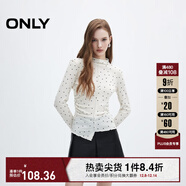ONLY秋季甜美風(fēng)百搭修身波點(diǎn)半高領(lǐng)長(cháng)袖T恤女|124302011 H23 小白波點(diǎn) M (165) 84A