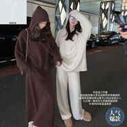 小紅書(shū)時(shí)尚慵懶風(fēng)紙片人毛衣套裝女秋冬新款九分褲半身裙連帽針織兩件套 燕麥色褲子兩件套 S (建議100斤以?xún)?