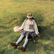 野驢自制日系森女學(xué)院古著(zhù)感美拉德格子百褶裙高腰毛呢半身長(cháng)裙 棕格短裙45cm停產(chǎn) 均碼 均碼