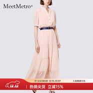 MeetMetro瑪依爾法式仙女連衣裙女2025秋新款高端氣質(zhì)純欲風(fēng)裙子禮服長(cháng)裙 藕粉MG200423 L