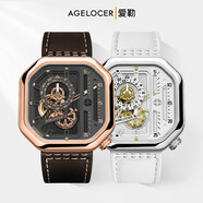 愛(ài)勒 AGELOCER艾戈勒原創(chuàng  )賽車(chē)表小眾情侶手表一對機械表禮物 賽車(chē)表5803D2-5809A10-玫金X純白