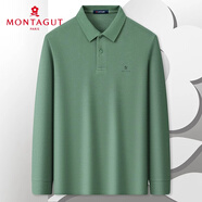 夢特嬌（MONTAGUT）長袖POLO衫男士春季翻領新疆棉親膚商務休閑T恤 綠色 M(48)