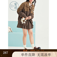 紫涵高腰A字百褶短裙女冬季文藝森系風(fēng)百搭純色半身JK裙 咖格 M