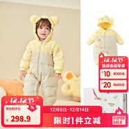 巴拉巴拉童裝嬰兒羽絨服連體衣寶寶2025新款冬裝加厚保暖哈衣爬服萌趣造型 咖色小鴨子-白鴨絨+【禮盒&禮袋】 送禮更體面 66 cm-充絨量63g起