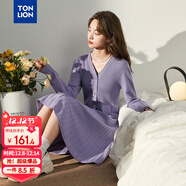唐獅（TonLion）2025秋冬女V領(lǐng)單排扣收腰中長(cháng)款毛衣裙