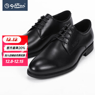 金利來(lái)（Goldlion）正裝皮鞋圓鞋頭休閑系帶男鞋頭層牛皮輕商務(wù)男裝鞋子 黑色-99 40