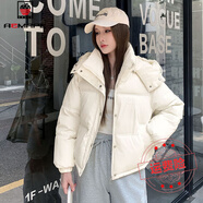 AEMAPE短款免洗棉服2025寬松新款時(shí)尚冬季加厚pu皮棉衣女面包外套女潮 米白色 L 105-125