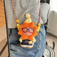 山頭林村三明治星星人手機背夾斜跨掛繩可調節可愛(ài)毛絨玩偶禮物手機掛件 三明治小太陽(yáng)手機背夾