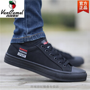 西域駱駝男鞋2024秋冬潮流帆布鞋低幫耐磨板鞋百搭軟底休閑潮鞋男 黑色5268 35 標準碼