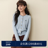 詩(shī)凡黎（'SEIFINI）【孟子義同款】詩(shī)凡黎刺繡絞花針織開(kāi)衫25秋新款軟糯舒適老錢(qián)毛衣 【開(kāi)衫】藍色 M