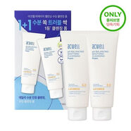 艾珂薇（ACWELL）【韓國直郵】洗面奶早晚潔面白色啫喱溫和洗面奶綠色弱酸性 300ml PH舒緩潔面150ml*2支