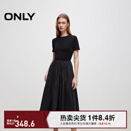 ONLY2025秋季新款優(yōu)雅氣質(zhì)純色拼接短袖長(cháng)裙連衣裙女|125107024 H1Z 黑色 2XL