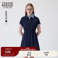 Teenie Weenie小熊白色連衣裙25夏季新款氣質(zhì)短袖外套風(fēng)衣休閑裙子 藏青色 M