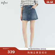 伊芙麗（eifini）伊芙麗薄款牛仔布復古設計感裙褲式牛仔短褲女2025夏裝新款 深藍 S