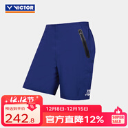 威克多（VICTOR）羽球俱樂(lè )部系列 羽毛球服 透氣有彈力男女款針織運動(dòng)短袖短褲短裙 短褲R-5509VBC/B信標藍 2XL