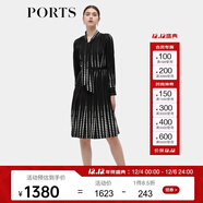 PORTS寶姿秋季新款女裝時(shí)尚圓點(diǎn)印花連衣裙ALD9D015QPT100 黑白混色 XXS 0
