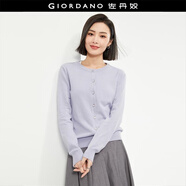 佐丹奴針織衫女精梳純棉抗起球空調衫氣質(zhì)圓領(lǐng)針織開(kāi)衫女18354003