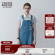 Teenie Weenie小熊夏裝學(xué)院風(fēng)休閑背帶褲復古韓版牛仔褲短褲女 淺藍色 L (170)