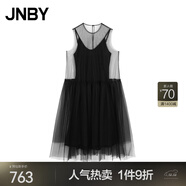 JNBY/江南布衣秋冬新品連衣裙網(wǎng)紗優(yōu)雅無(wú)袖A型氣質(zhì)5O7G25680 001/本黑 XS