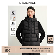 迪賽尼斯（DESIGNICE）迪賽尼斯2025冬季新款通勤休閑氣質(zhì)白鴨絨拼接輕薄連帽羽絨外套女 黑色 XL