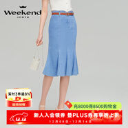 卓雅周末（JORYA weekend）2023春新款中長(cháng)款魚(yú)尾半身裙鉆飾腰帶牛仔裙EJWDAC38 牛仔藍 XL