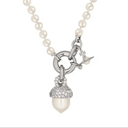 爆款吊墜水晶西太后Lucille松果土星珍珠項鏈輕奢鏈條毛衣鏈 露西爾珍珠項鏈-銀