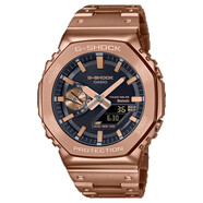 CASIO卡西歐男表 G-SHOCK系列全自動日歷藍牙連接時尚運動休閑手表 鋼帶玫瑰金色 GMB2100GD-5A