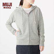 MUJI女式 粗細不均毛圈 拉鏈連帽衫 衛衣 W9AB101 短款外套 淺灰色 M