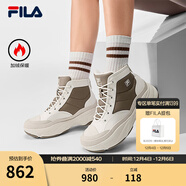 斐樂(lè )（FILA）官方女鞋加絨老爹鞋運動(dòng)鞋2025冬新款中幫保暖厚底靴 摩卡巧克力棕/奶白-CG 36.5