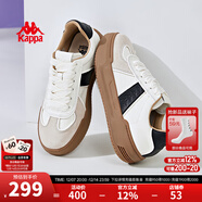 Kappa卡帕女鞋厚底滑板鞋子女2025冬季新款運動(dòng)休閑鞋軟底德訓鞋小粉鞋 米黃色/黑色 35