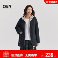 森馬（Semir）外套女中長(cháng)款西裝領(lǐng)通勤寬松2024冬含羊毛雙面呢夾克109724108021