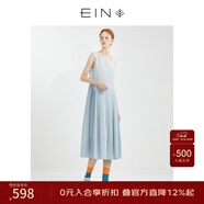 EIN【百褶天使裙】EIN言小清新簡(jiǎn)約絲棉多巴胺打底連衣裙夏季新款 淺藍  S