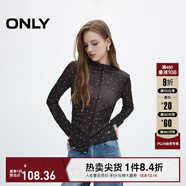 ONLY秋季甜美風(fēng)百搭修身波點(diǎn)半高領(lǐng)長(cháng)袖T恤女|124302011 H13 小黑波點(diǎn) XS (155) 76A