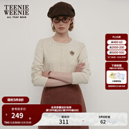 Teenie Weenie小熊秋季正肩修身長(cháng)袖T恤打底衫白色柔軟短款上衣女 燕麥色 S (160)