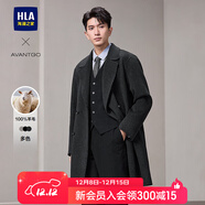 海瀾之家（HLA）大衣男款輕商務(wù)經(jīng)典平駁領(lǐng)純羊毛外套男冬季 深灰07 XL 180/96A 推薦151~164斤