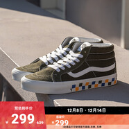 VANS范斯官方 Sk8-Mid Reissue薄荷曼波綠彩色棋盤(pán)格印花情侶板鞋 墨綠色 35