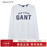 GANT【情侶同款】甘特春季純棉字母印花男士寬松經(jīng)典圓領(lǐng)長(cháng)袖T恤 110白色 S