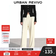 UR2025秋季新款女裝流光風(fēng)松緊腰高腰闊腿褲UWB650009 粉白 S