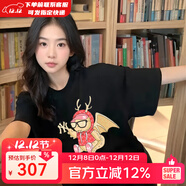 美職棒（MLB）官方 t恤女裝寬松韓版短袖ins休閑短袖時(shí)尚簡(jiǎn)約半袖春夏款上衣 紐約洋基隊/黑色 XL 180/100A