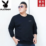 花花公子（PLAYBOY）330斤加肥加大碼寬松秋冬加絨加厚打底衫T恤寬松潮男士肥佬衛衣 YWY_KING黑 9XL 300-320斤穿