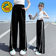 G.duck2025新款女寶寶涼感冰絲洋氣打底褲韓版夏季薄款小女孩超軟七分褲 黑色 150 cm