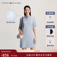 Tommy Hilfiger【雙面布】夏季女裝純棉撞色門(mén)襟氣質(zhì)顯瘦POLO裙連衣裙