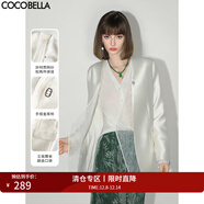 COCOBELLA設計感拼接絲光質(zhì)感西裝女秋輕奢風(fēng)氣質(zhì)OL西服SI533 珠光白 L