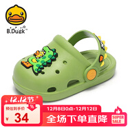 B.Duck小黃鴨童鞋兒童拖鞋男童透氣洞洞鞋女童可愛(ài)家居鞋0954綠色20
