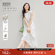 對白新中式國風(fēng)印花連衣裙女2025夏季新款后背綁帶設計感氣質(zhì)裙子 鏤空花 L