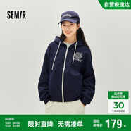 森馬（Semir）外套女春季連帽字母刺繡寬松落肩夾克分割學(xué)院風(fēng)上衣101125108002